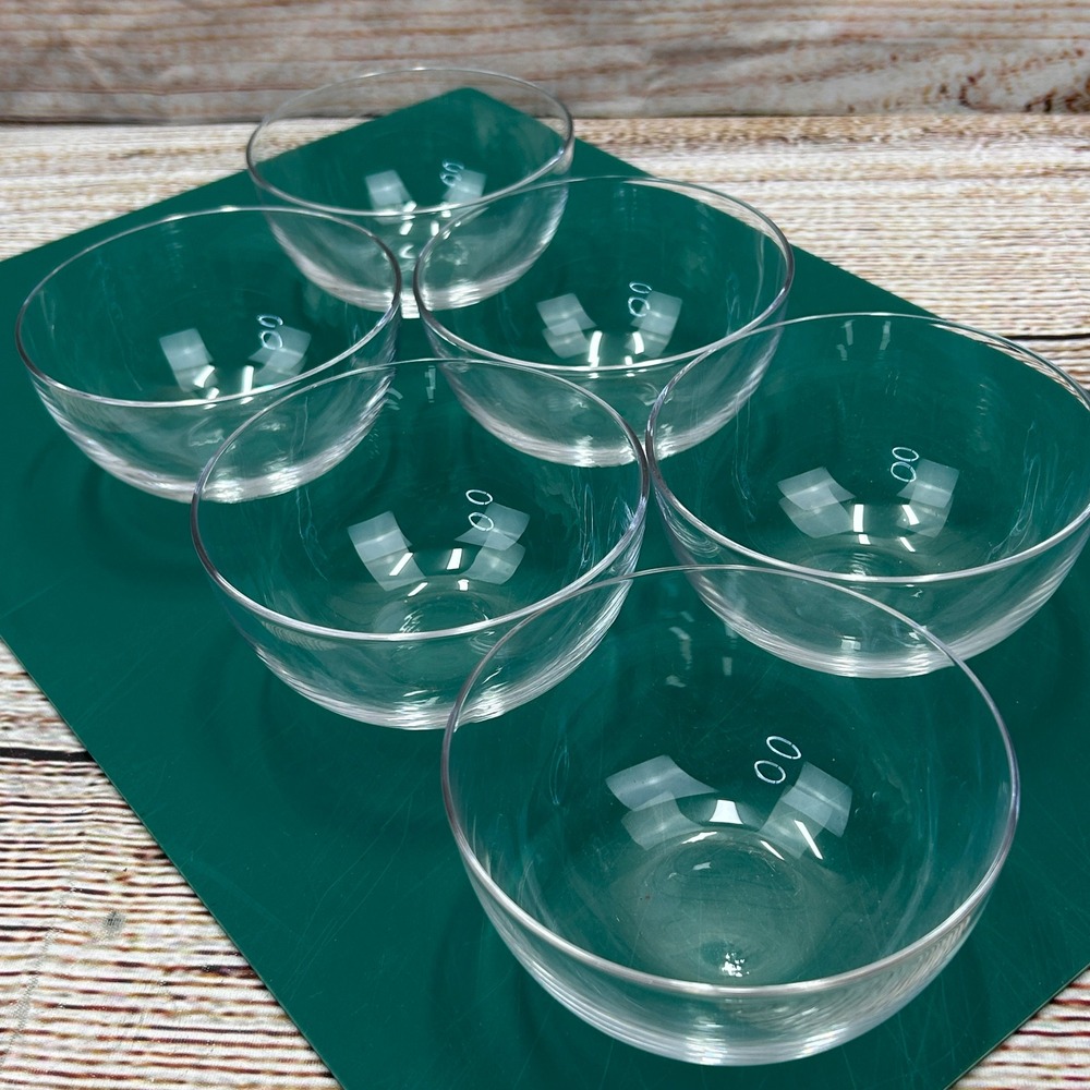 Set of 6 Clear Glass Prep Bowls 4.25 Inch‎ Round Minimalist Kitchenware Small